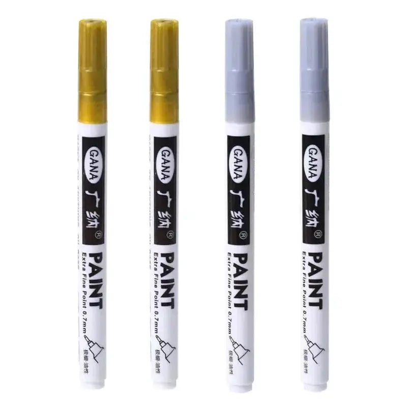 GANA 4-pack oil-based permanent paint markers, 0.7mm tips, white/black ink, waterproof, for rock/wood/metal/canvas.