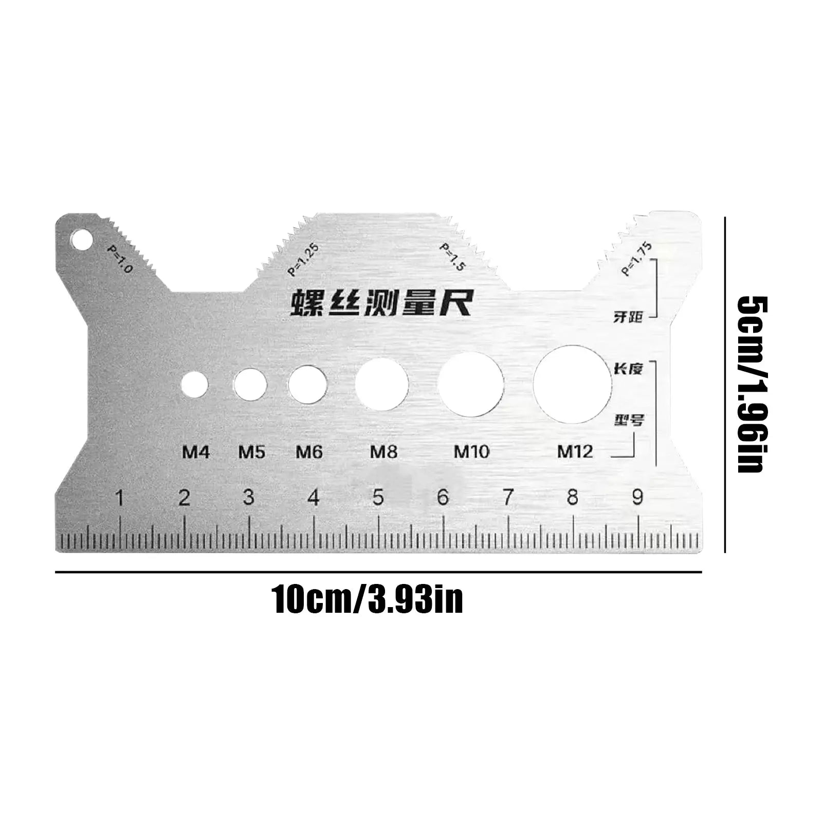 Stainless Steel Thread Pitch Gauge And Screw Measurement Caliper For Bolt Nut Sizing Metric Ruler Tool