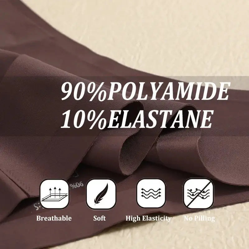 G-string panties in brown ice silk seamless fabric; 90% polyamide 10% elastane, breathable and soft