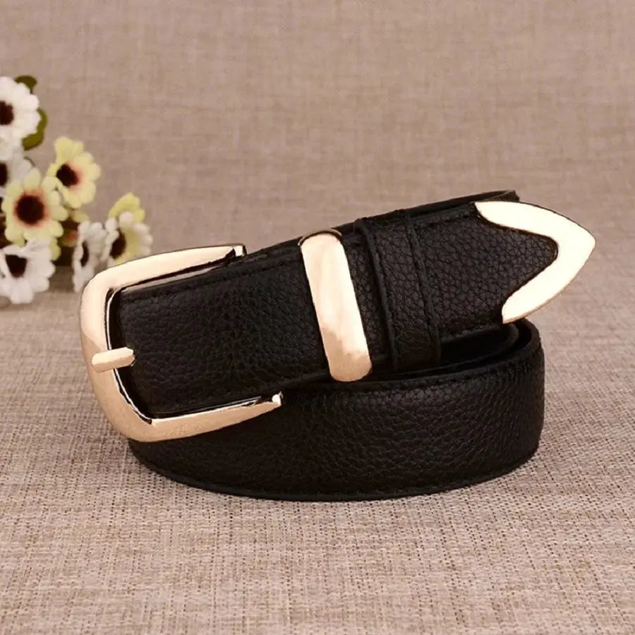 VogueLine PU Leather White Womens Trousers Belt Vintage Pin Buckle for Classic Style and High Quality