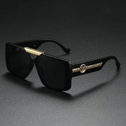 Men's Classic Retro Black Square Frame Sunglasses With Exquisite Temple Pattern Decoration Fashionable And Trendy
