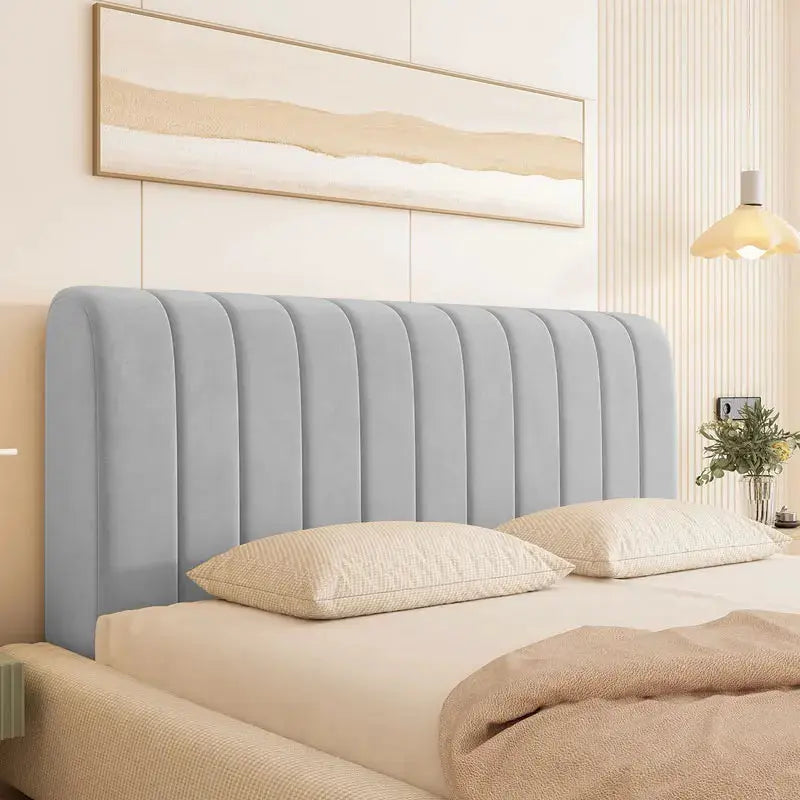 Simples Market velvet headboard cover, luxury soft thick padding, solid light blue.