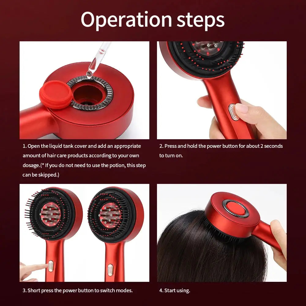 Electric Vibration Massage Comb With Red Light Therapy For Hair Growth Scalp Care Anti Hair Loss Liquid Oil Applicator