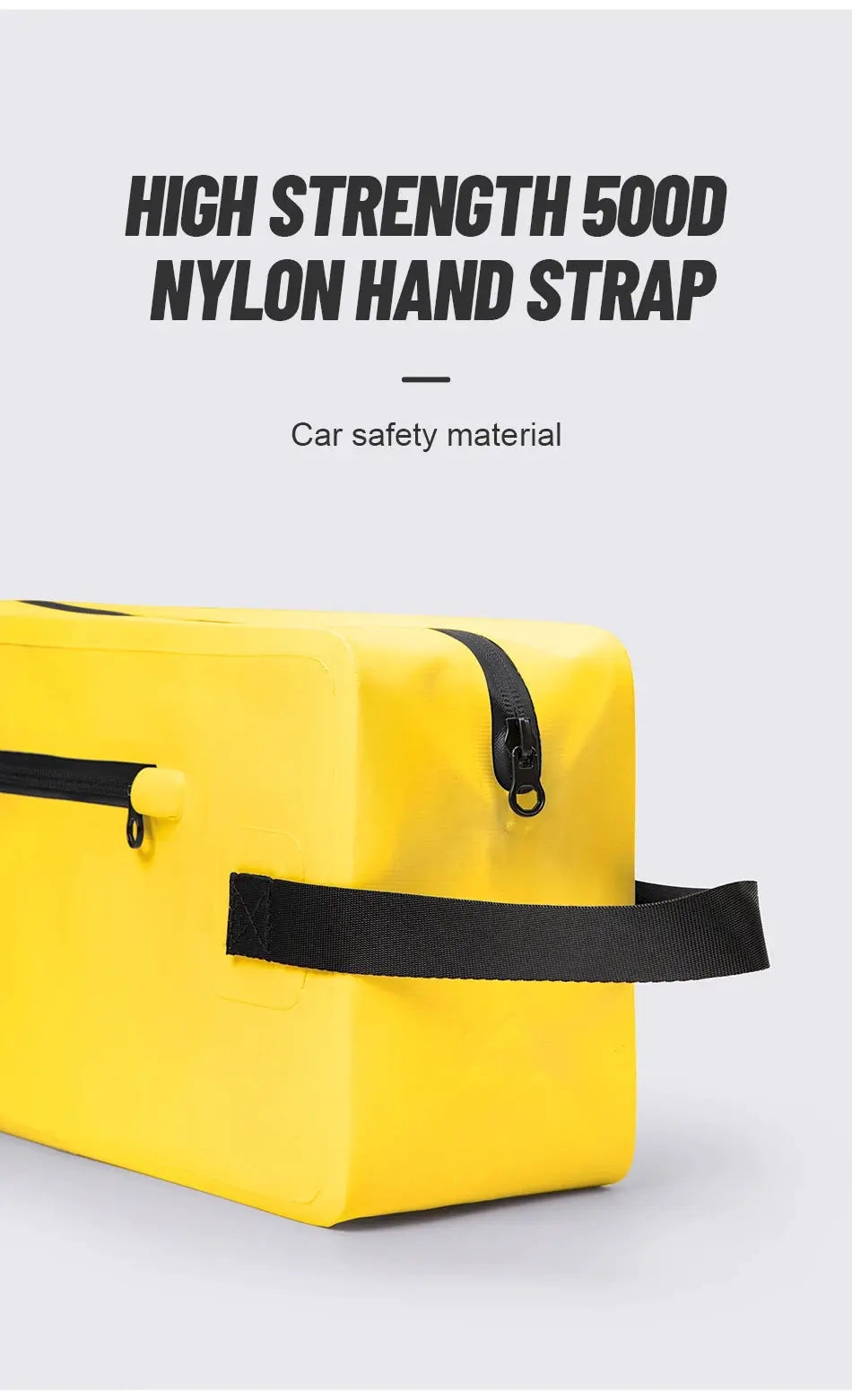 Men gym bag in bright yellow with black strap and zipper pocket