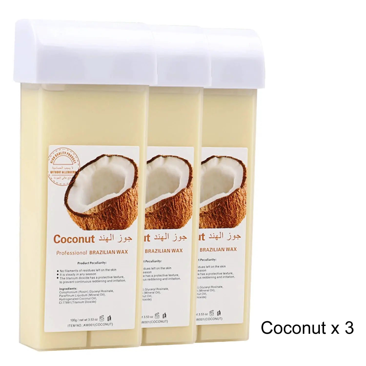 Coconut wax roll-on refills set of 3 for depilatory waxing by Simples Market