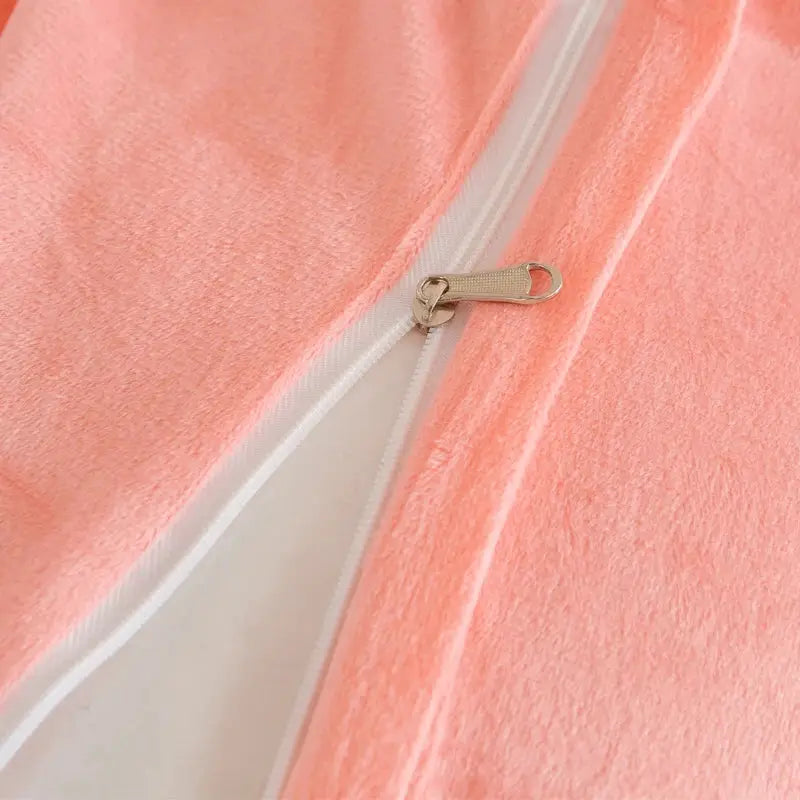 3-Piece Plush Duvet Cover Set by Simples Market in peach with zipper closure