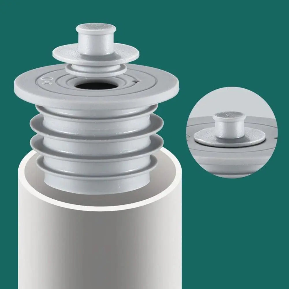 Washing machine drain pipe seal, gray ribbed plastic, Simples Market.