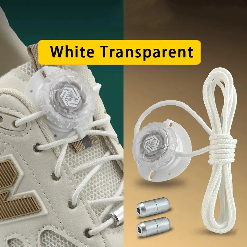 Automatic no-tie shoelaces with white transparent dial, Simples Market, 1–2 pair