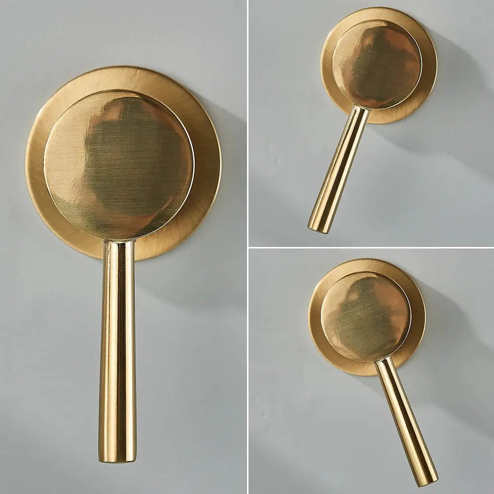 Simples Market brass bathroom mixer tap with round gold escutcheon and lever handle