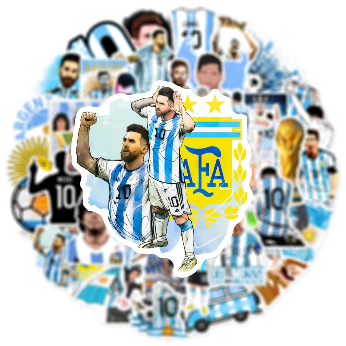 Lionel Messi Graffiti Sticker Pack 50Pcs For Helmet Laptop Wall Decor