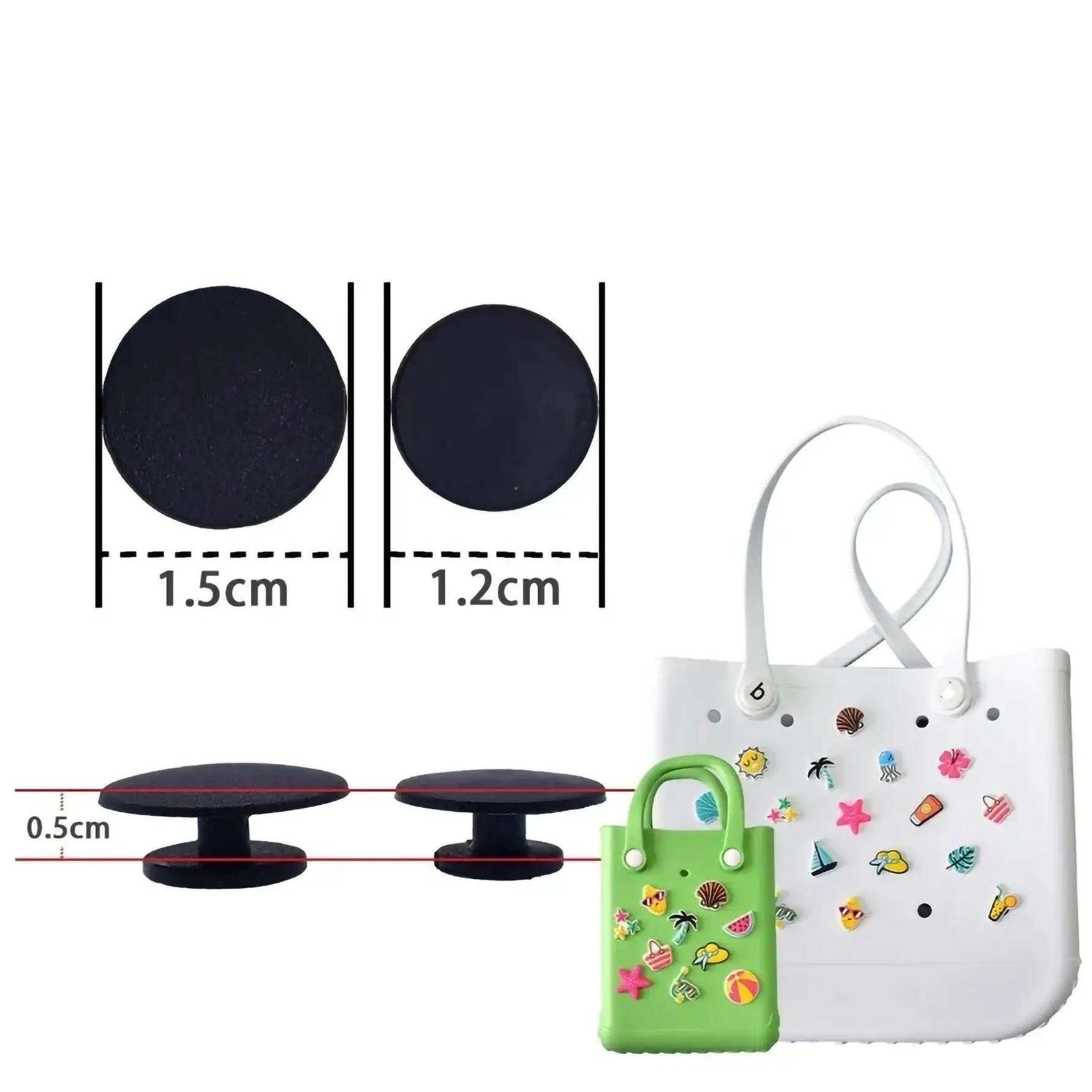 18 Pieces Rubber Bag Accessories Random Pairing Decorative Buckles for Women Beach Tote Handbag Summer Decoration