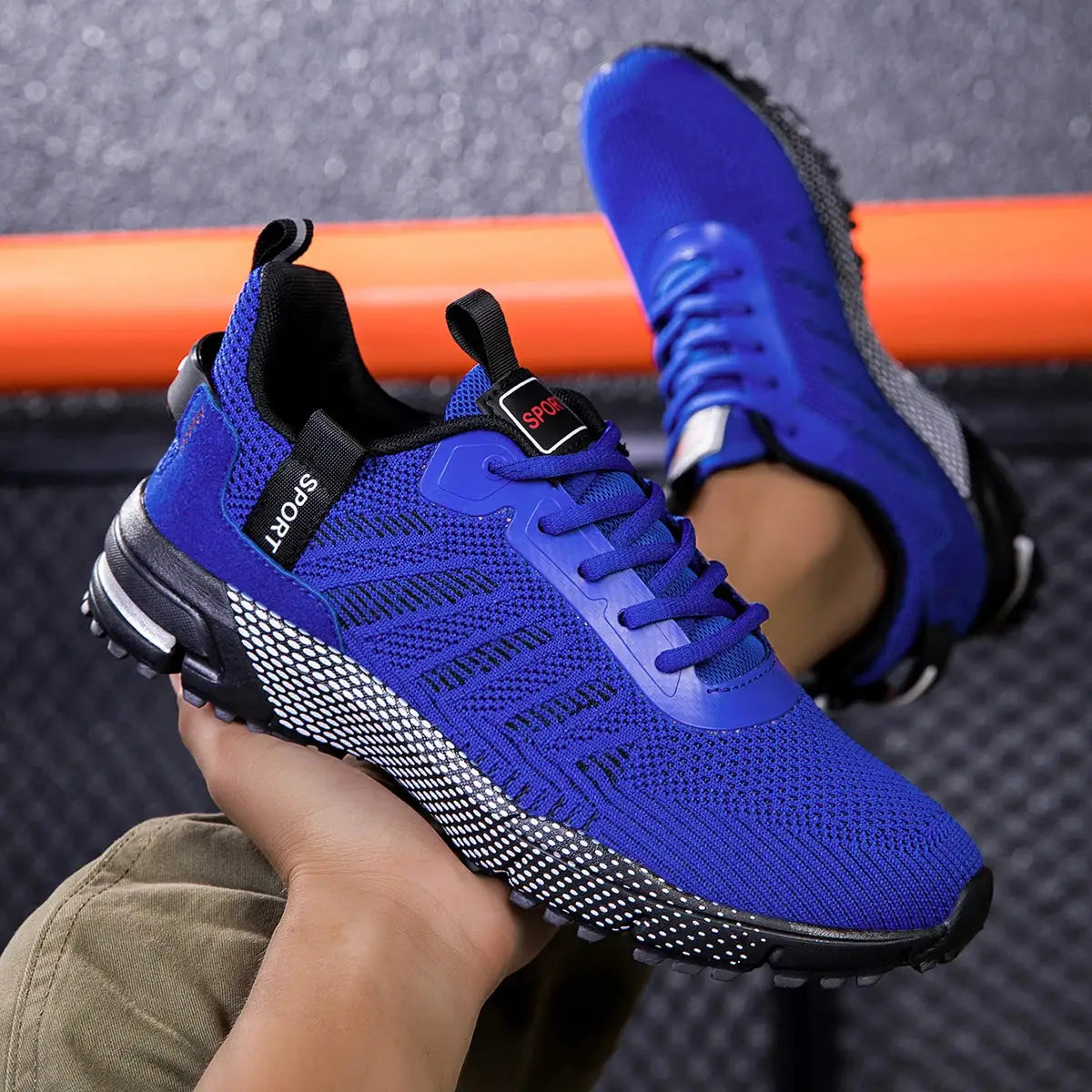 Men's running shoes Simples Market blue breathable lace-up sneakers with non-slip sole