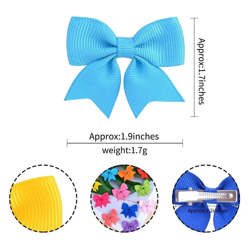 10Pcs Solid Color Kids Bows Hair Clips Set Handmade Ribbon Bowknot Hairpins For Baby Girls New Year Accessories