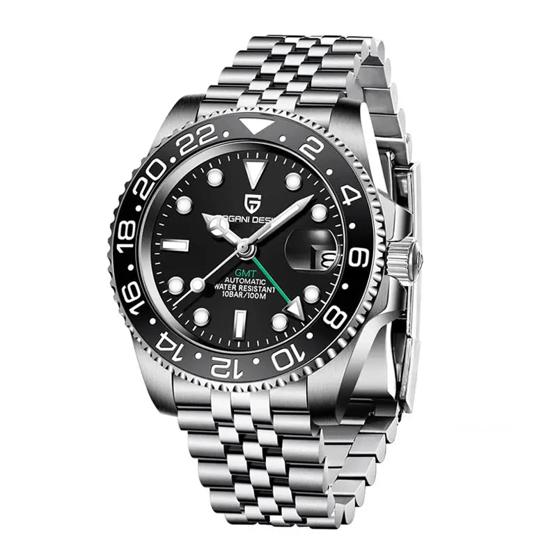Pagani Design PD-1662 men's stainless steel GMT watch with ceramic bezel and sapphire glass