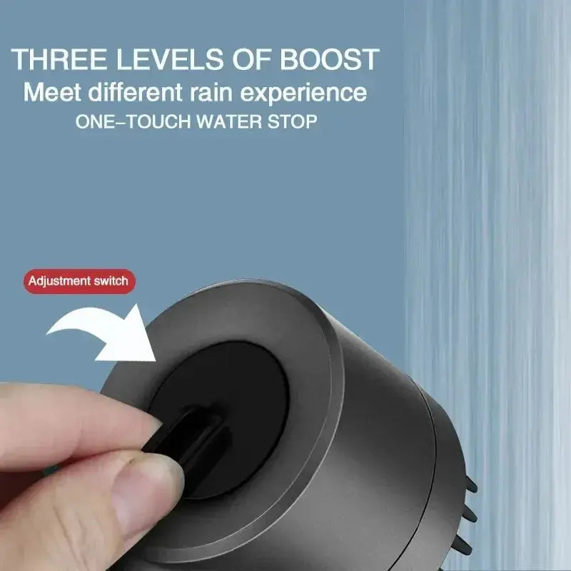 Shower head with gray finish and adjustable three-mode dial control