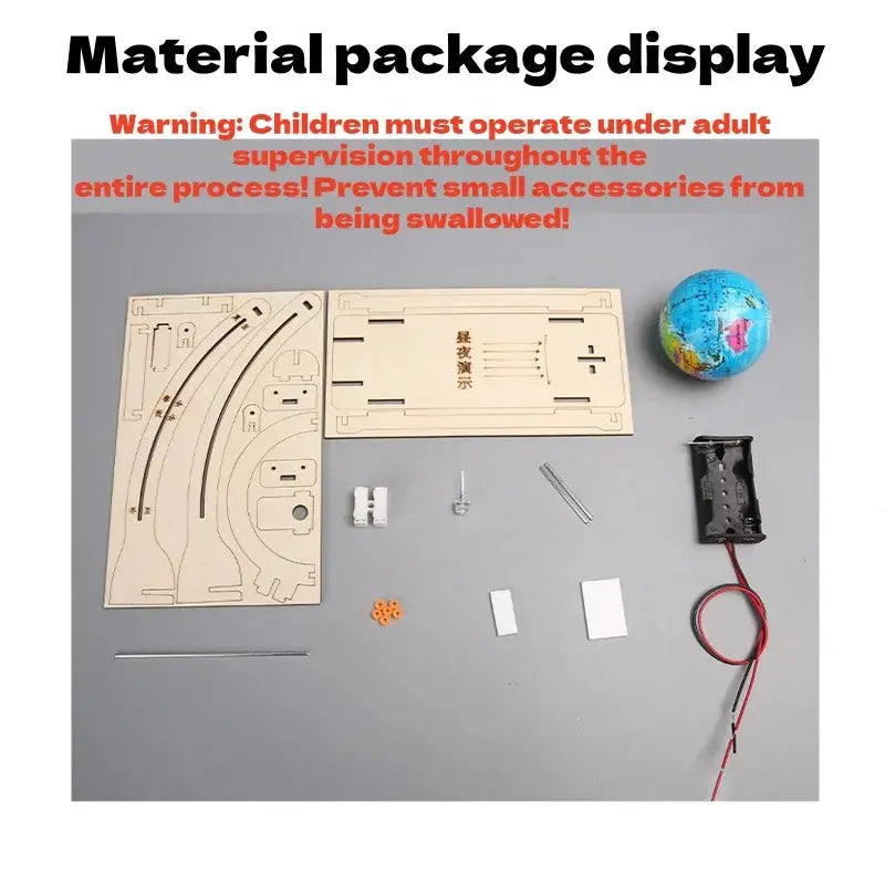 DIY Earth Model Day Night Cycle Science Kit For Kids Educational Globe Toy Wooden Handmade STEM Classroom Learning
