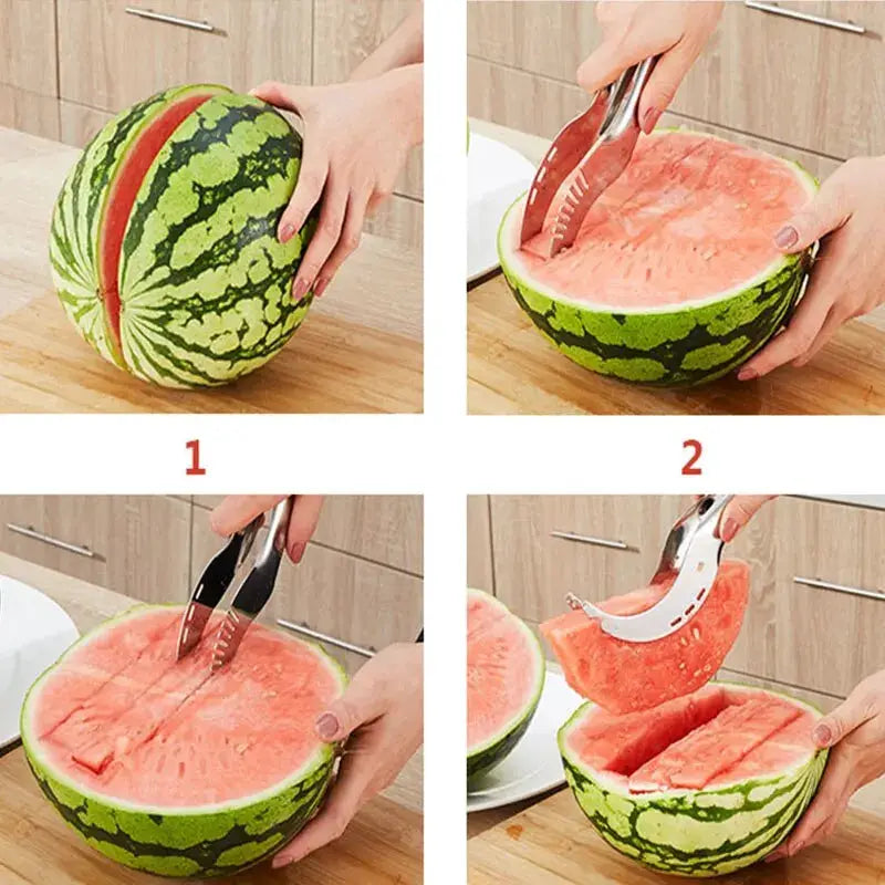 Watermelon Slicer Stainless Steel Knife Corer Clip Kitchen Tool For Uniform Slices And Mess Free Serving
