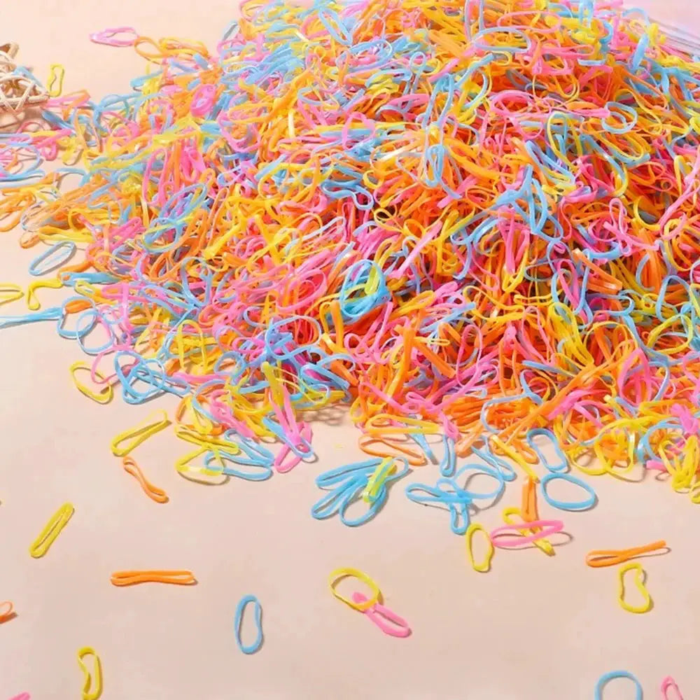 Colorful Disposable Rubber Band Hair Ties For Girls Bulk Pack 500 1000 2000 Pcs Ponytail Holders Kids Hair Accessories