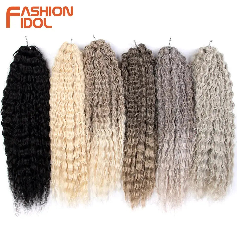 Ariel Curl Hair Water Wave Twist Crochet bundles; ombre shades, 22-inch, synthetic braiding extensions by Fashion Idol