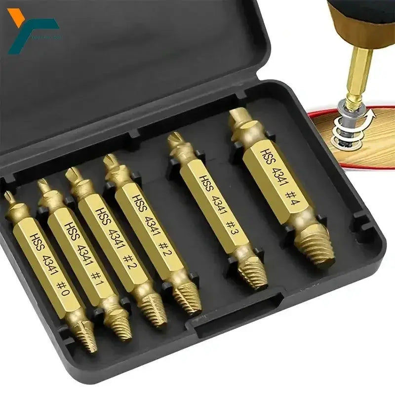 Damaged Screw Extractor Set With HSS Drill Bits for Stripped and Broken Screws Quick Removal Kit for DIY and Power Tools