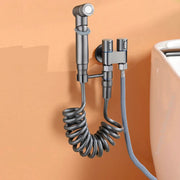 Hygienic shower bidet sprayer with double-outlet angle valve, wall-mounted, chrome finish, Simples Market