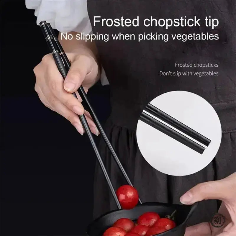 5 Pairs Reusable Alloy Chopsticks Set For Chinese Japanese Korean Cuisine Aluminum Alloy Sushi Sticks Kitchen Tableware