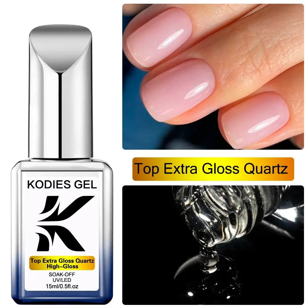 KODIES Chrome Top Coat Gel Nail Polish - UV Gel Finish, 15ML, No Wipe, Semi - Permanent - Simples Market