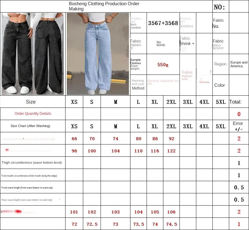 2026 Womens Loose Wide Leg Denim Jeans Baggy Streetwear All Season