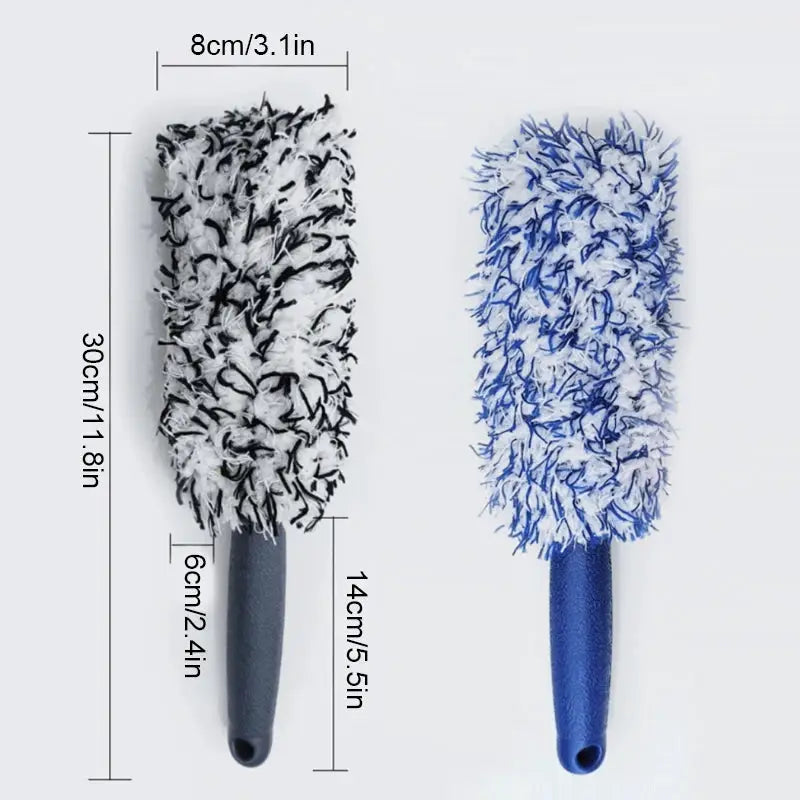 Seametal Portable Plush Car Wheel Hub Brush For Tires And Rims Gentle Microfiber Dirt Removal Tool