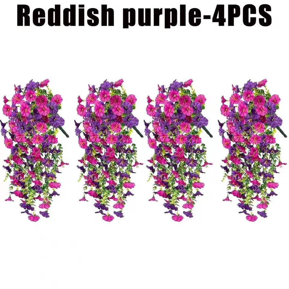 UV Resistant Artificial Morning Glory And Eucalyptus Hanging Decor For Home Garden Weddings Outdoor Use