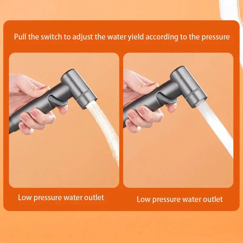 Simples Market bidet sprayer set, zinc alloy angle valve, wall-mounted, dark gray, 1 inlet 2 outlets