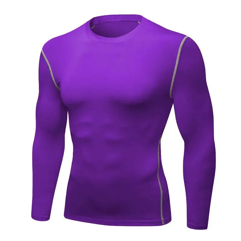 Men's Long Sleeve Thermal Underwear Top Thin Tight Fit Fast Dry Elastic Fitness Wear For Autumn And Winter