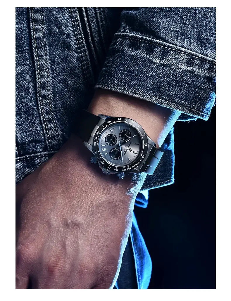 Pagani Design 40mm V2 sky blue dial chronograph stainless steel bracelet men's quartz watch