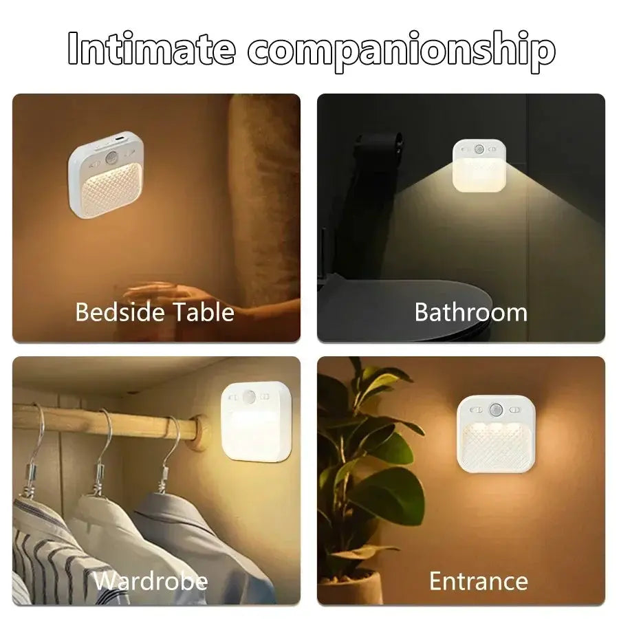 Simples Market 4-pack motion sensor LED night light, white magnet-mount for bedroom, hallway, wardrobe, and entrance