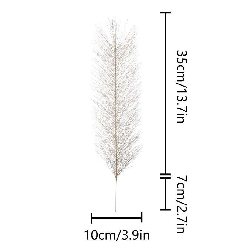 Pampas grass stem beige fluffy plume, 35 cm tall for boho decor.