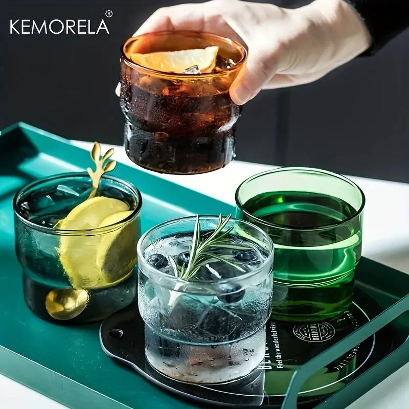 Kemorela 290ml Origami Style Glass Cup Heat Resistant Vintage Drinkware For Coffee Tea Wine Beer And Smoothies
