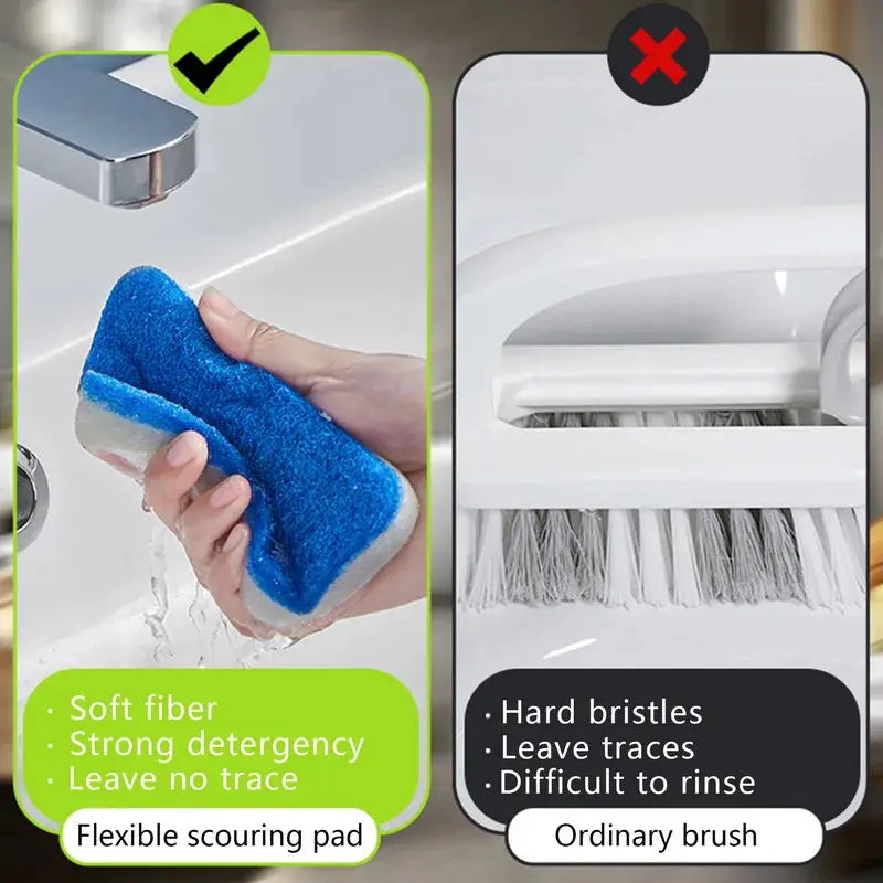Simples Market bathroom cleaning set: two items: blue flexible sponge scouring pad and white brush with hard bristles