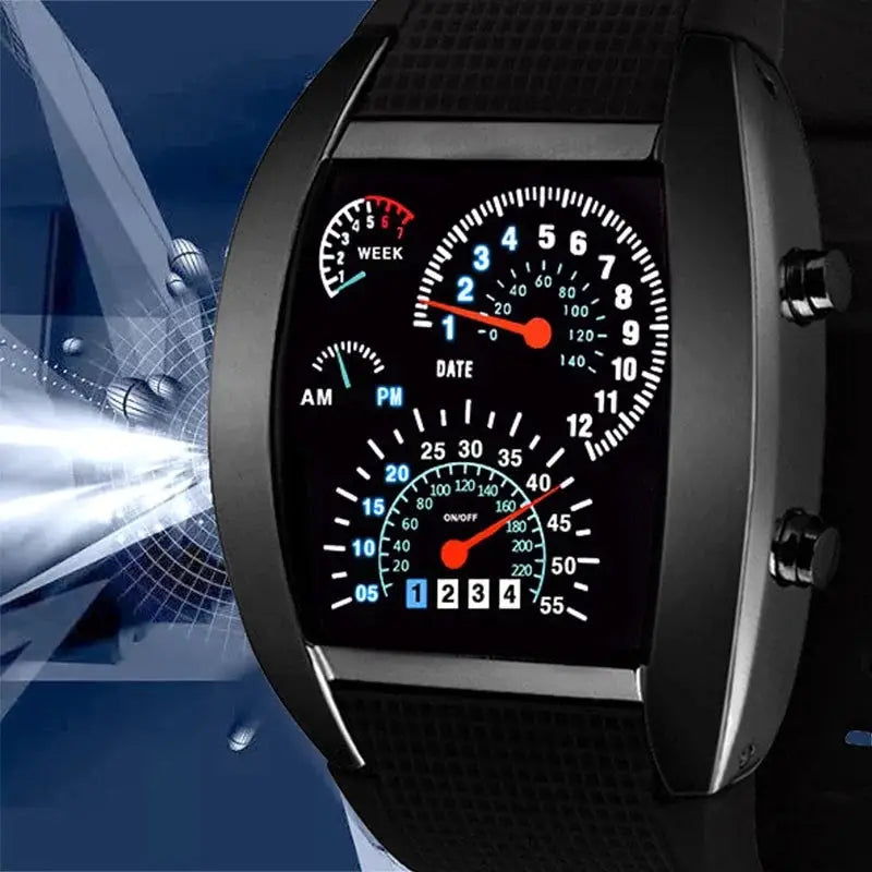 VeloTime Racing Dashboard Digital Watch With Bold LED Display For Sporty Fashion And Daily Wear