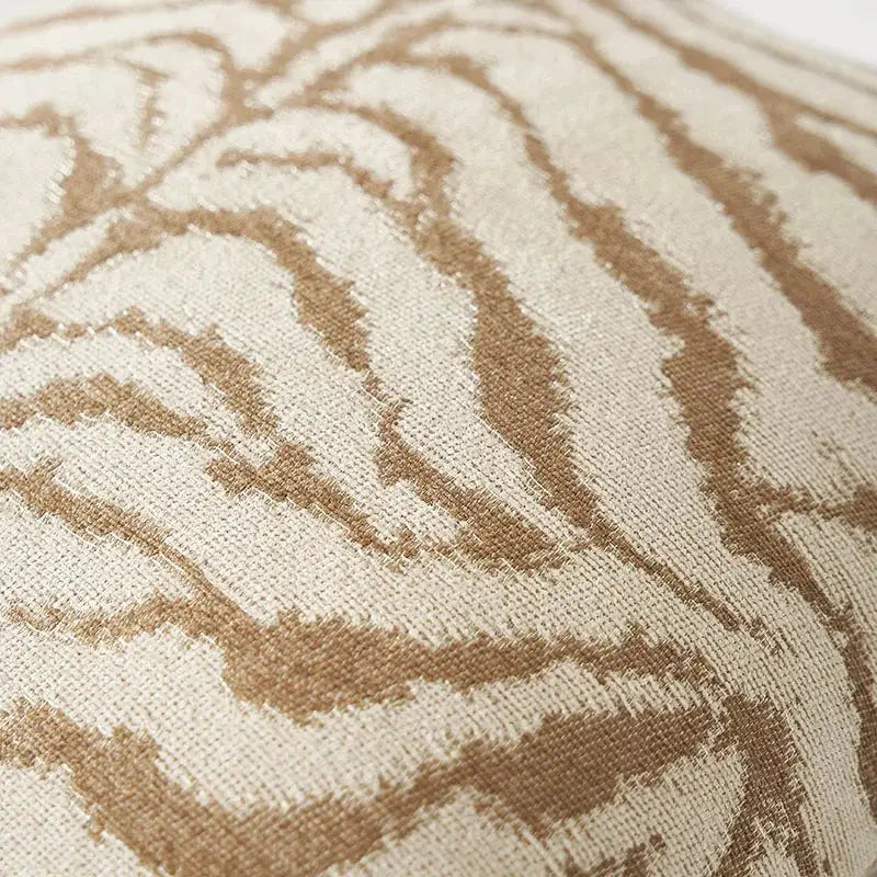 Pillow cover with zebra print jacquard in khaki brown for sofa decor
