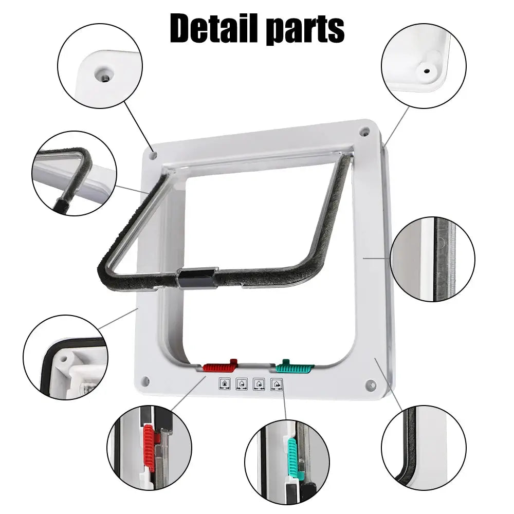 ABS Plastic Cat And Dog Flap Door Four Way Lock Security Flap Door Small Pet Safety Gate