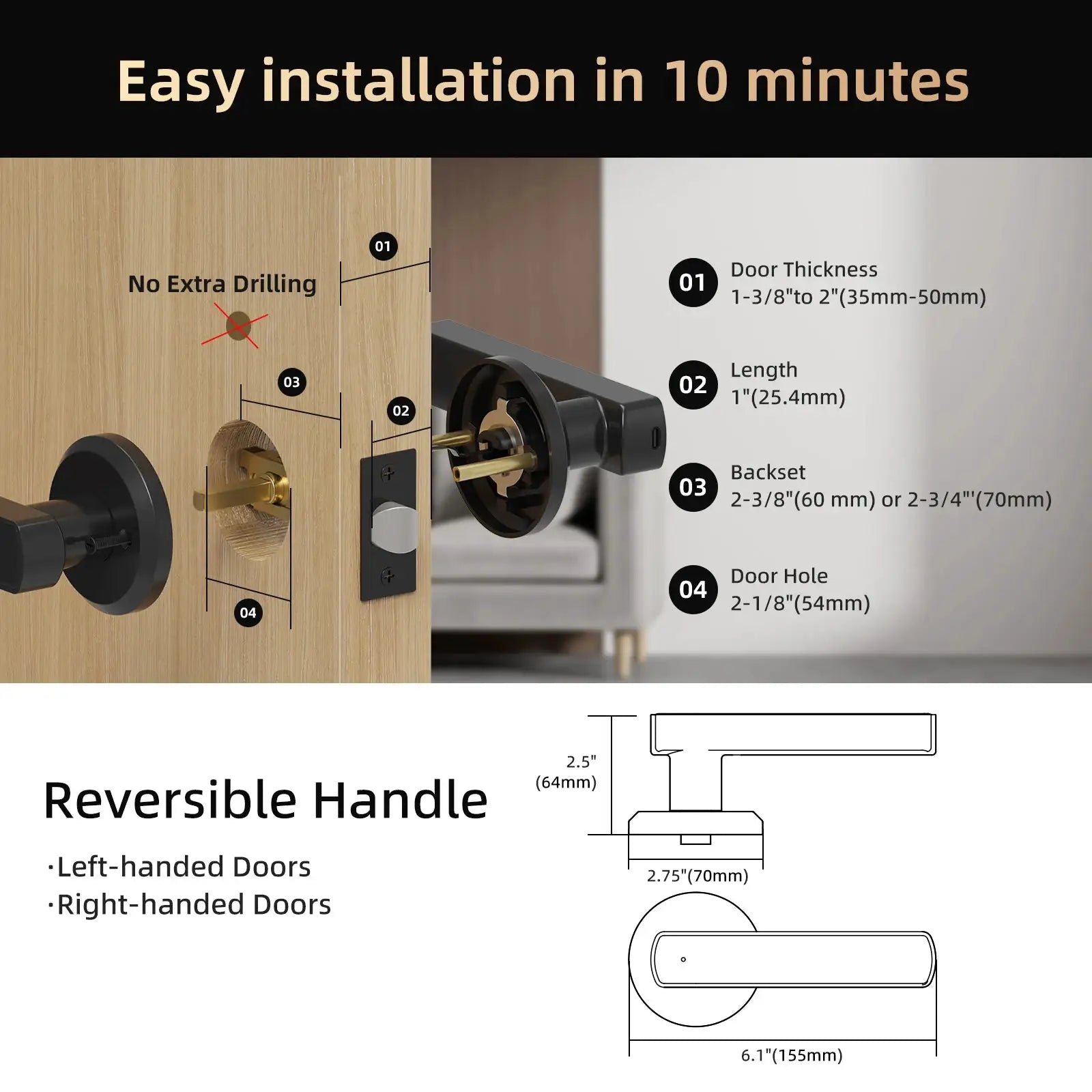 Viladepot D6 Smart Lock With Fingerprint App Control Door Lock And Electronic Touchscreen Keypad