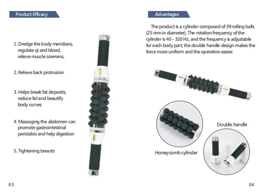 Simples Market rolling bead massager, 40W high-frequency anti-cellulite device with honeycomb cylinder and black beads