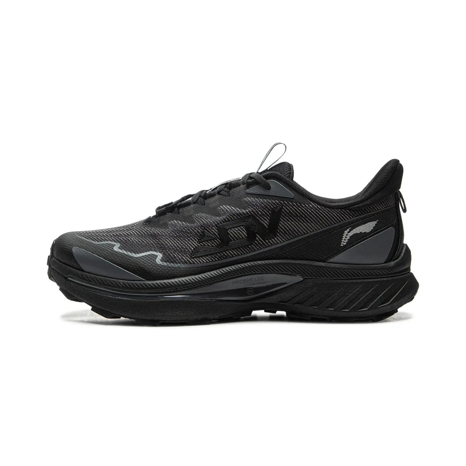 Li-Ning men's BEN XIAO trail running shoes, black with gray accents, breathable mesh upper