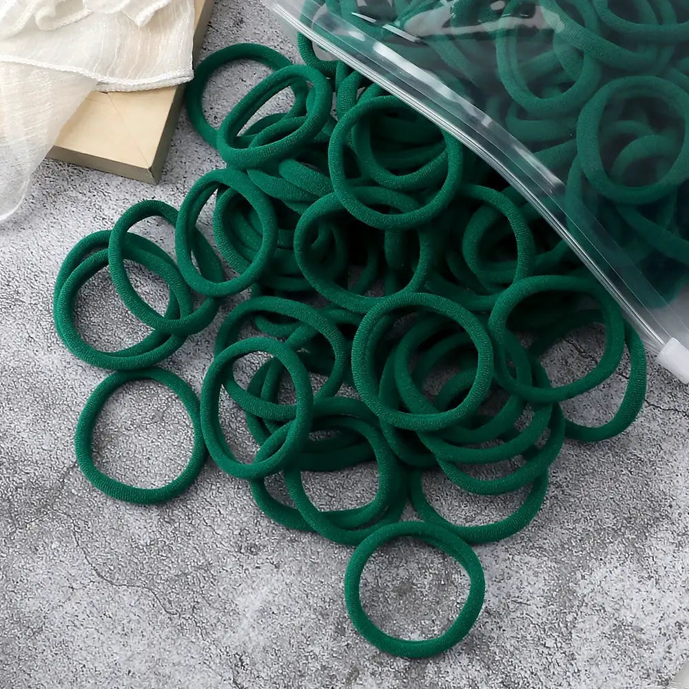 NovaHair 50 Pcs Mixed Colors Hair Bands 4 Cm Elastic Hair Ties Ponytail Holders Gentle Hold For Everyday Ponytails