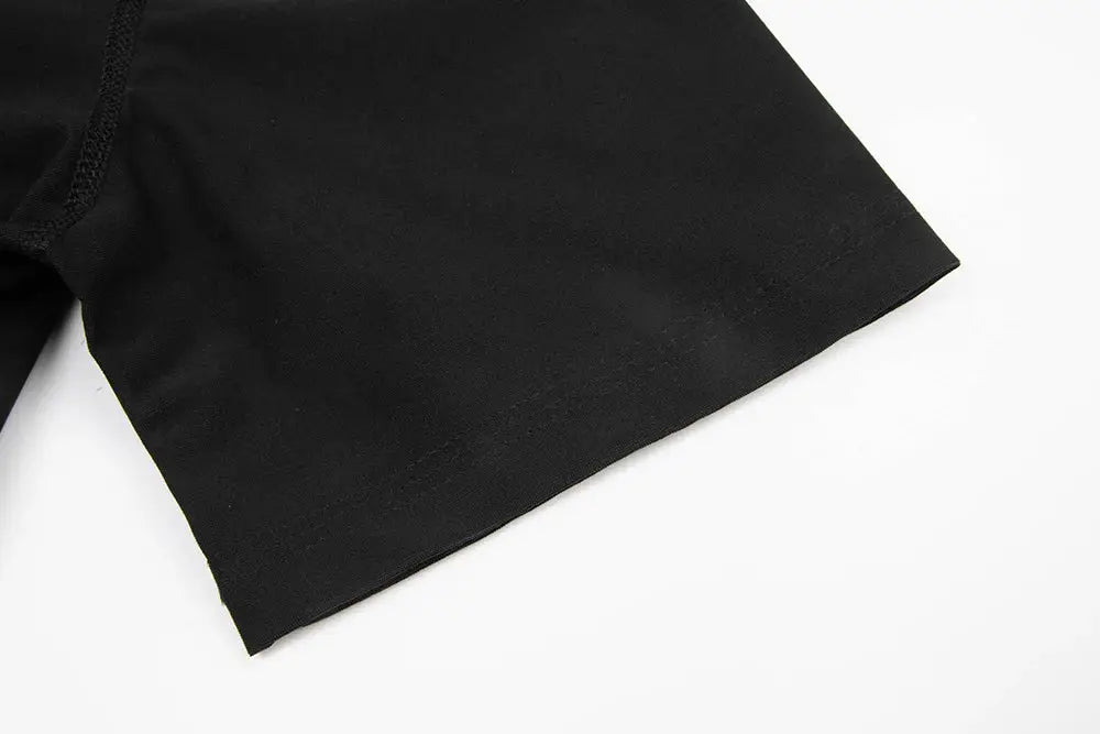 Simples Market black waist trainer sauna suit bodysuit fabric close-up hem detail
