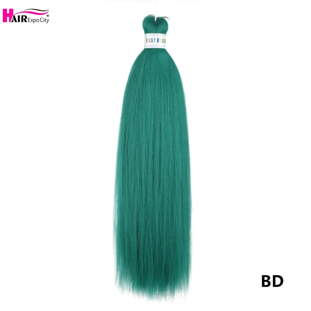 Easy Braids 26-inch synthetic jumbo braid hair extensions in teal ombre, pre-stretched bundle