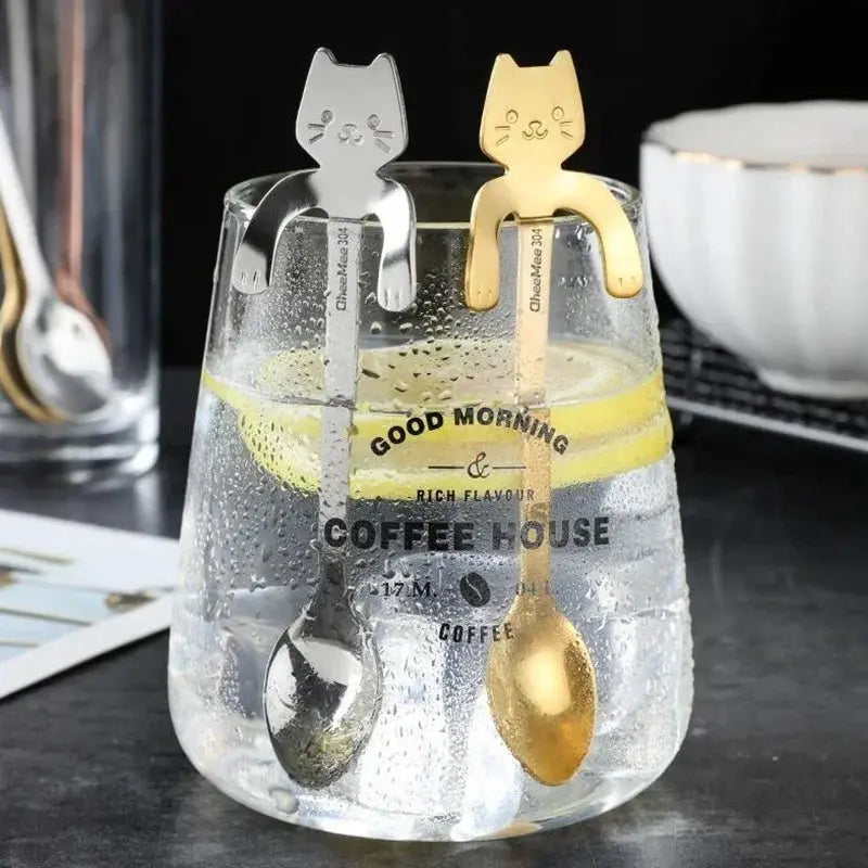 Cat Shaped Stainless Steel Coffee Spoon Purrfect Kitchen Adorable Stirring and Scooping Desserts