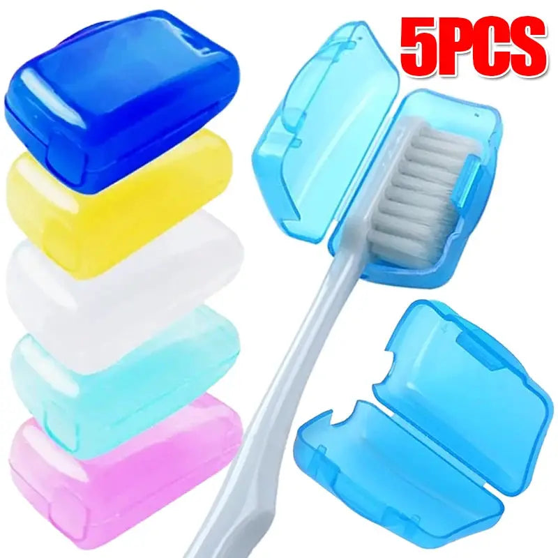TravelGuard Five Pack Toothbrush Head Cover Caps for Travel and Camping Hygienic Protection with Airflow