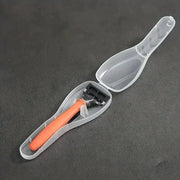 Simples Market portable travel manual razor with orange handle in a clear plastic protective case