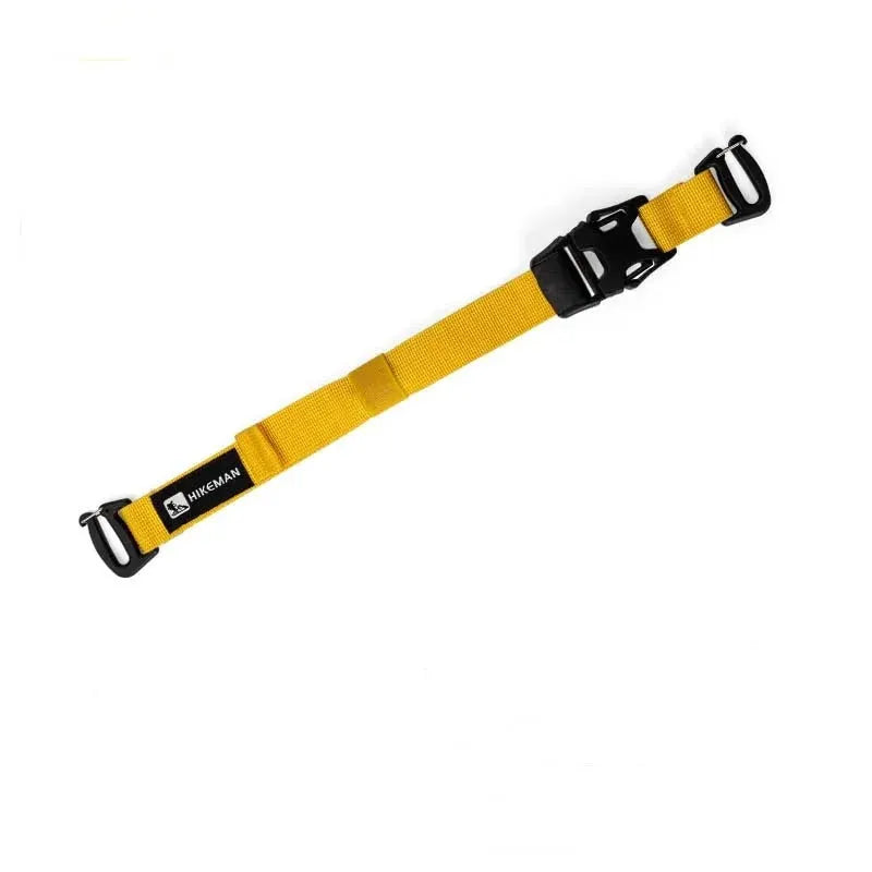 Outdoor luggage strap HIKEMAN; yellow nylon, adjustable plug-in buckle for travel.